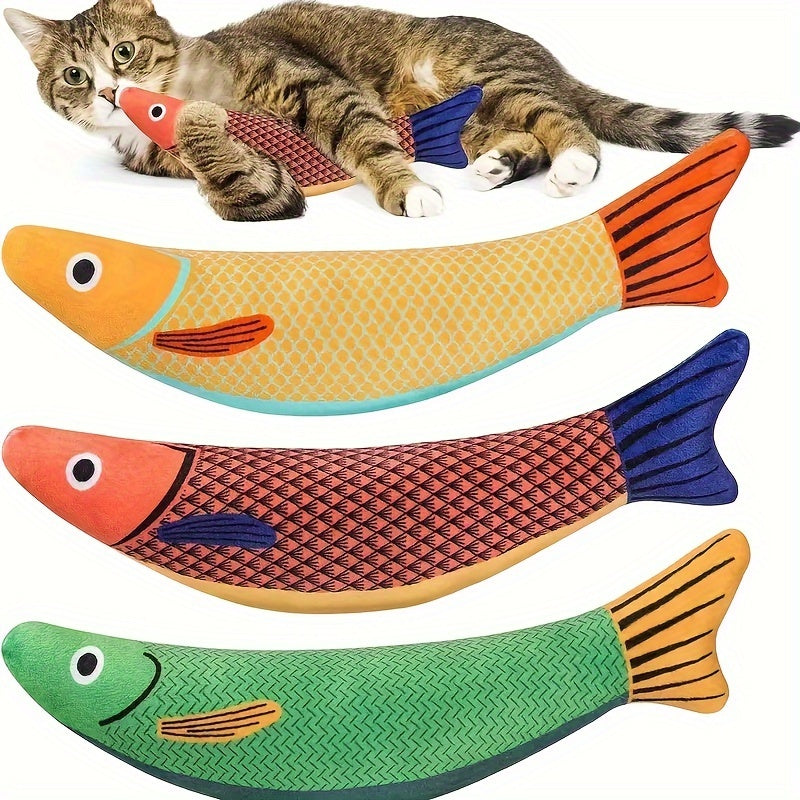🐟 Peixe brinquedo de Gato com Som Crocante, Macio e Resistente para Exercícios!