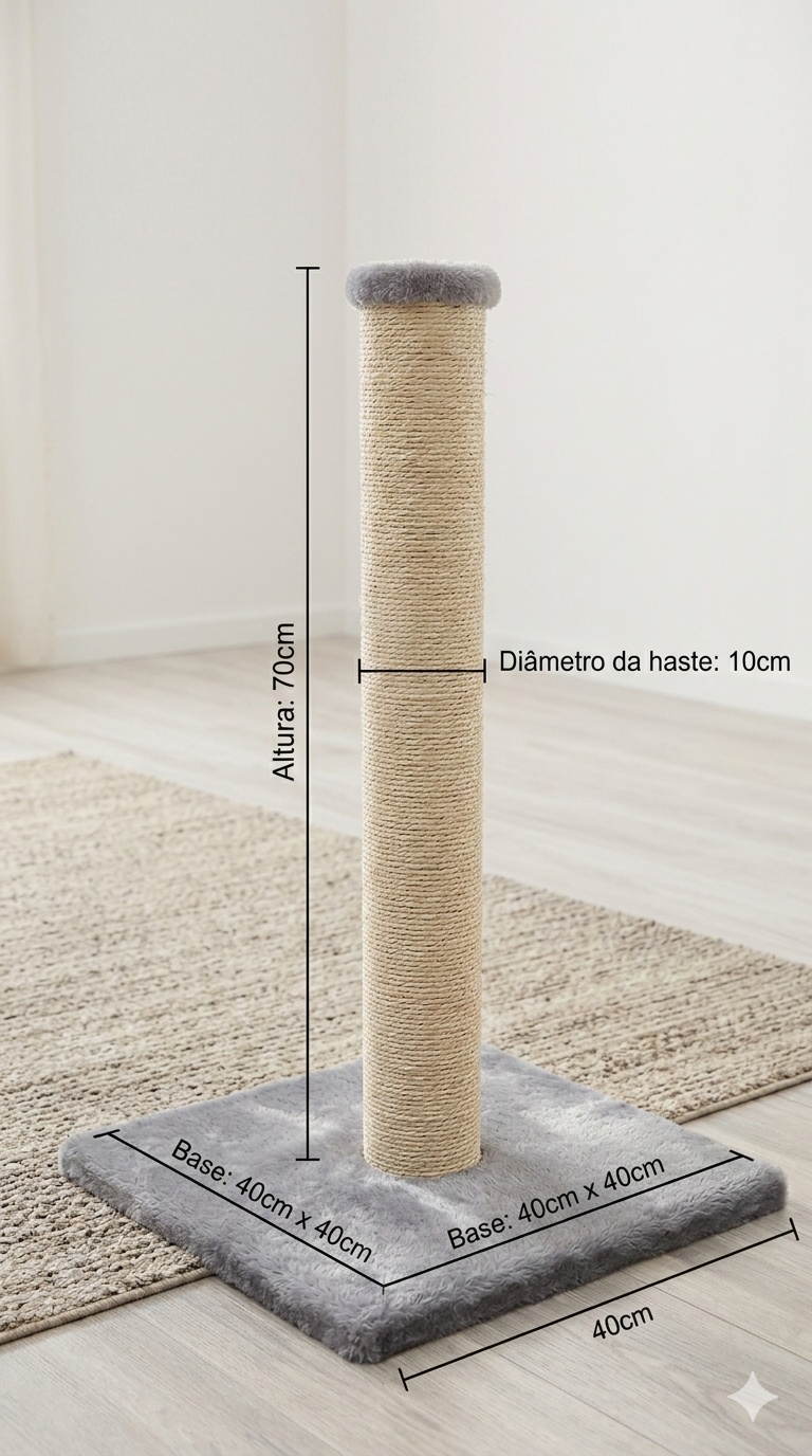 🦒 Arranhador Poste Clássico 70cm: Altura Ideal para o Alongamento Completo do seu Thomas!