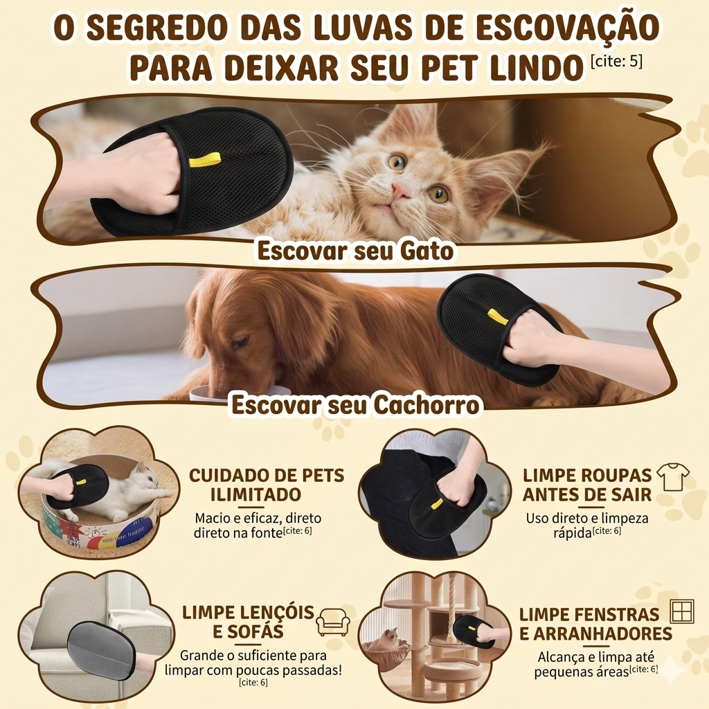 🧤 Luva Removedora de Pelos 2 em 1: Suave e Limpeza de Roupas – Adeus Pelos Soltos!