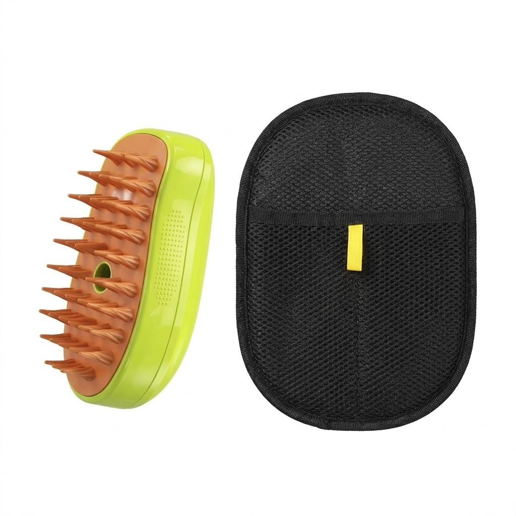 🧼 Kit de Limpeza e Grooming 2 em 1: Escova Massageadora e Luva de Limpeza para seu gatinho e sua casal!