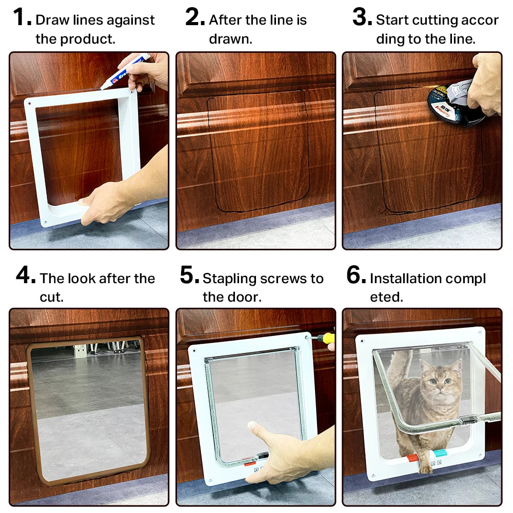 🚪 Porta Inteligente Pet 4 Vias: Controle de Acesso Total, Trava de Segurança em Plástico ABS!