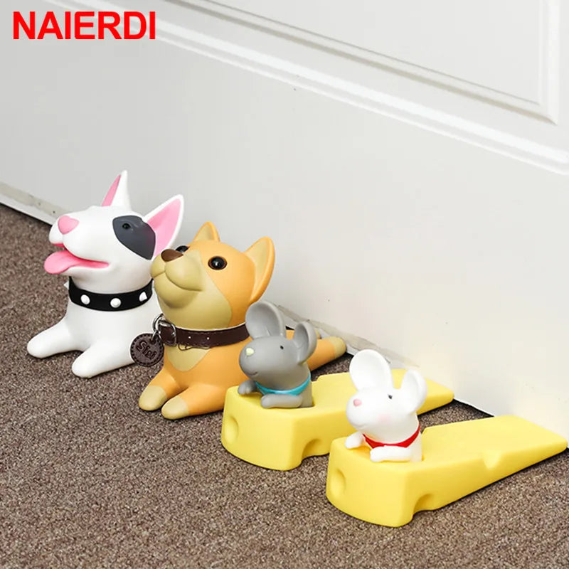 🚪 Protetor de Porta Cartoon: Adesivo Sem Furo, Silicone, Segurança Fofa para Quarto Infantil!
