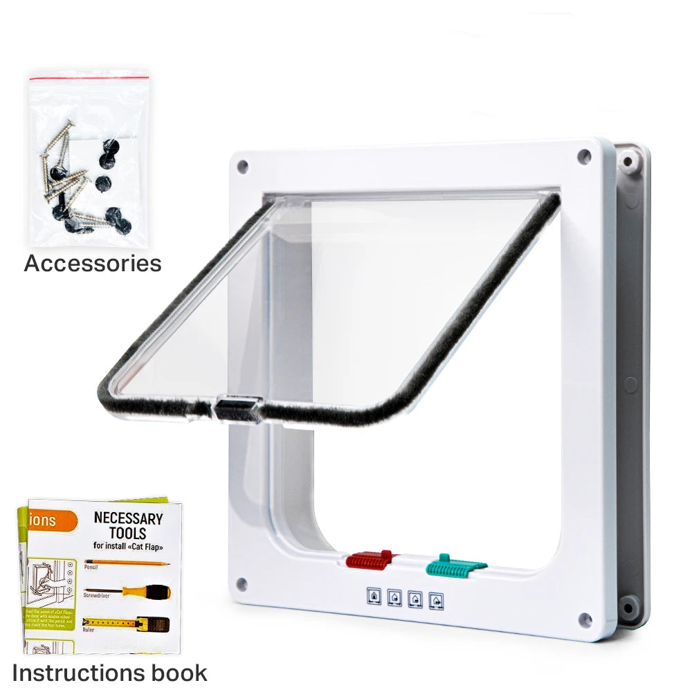 🚪 Porta Inteligente Pet 4 Vias: Controle de Acesso Total, Trava de Segurança em Plástico ABS!