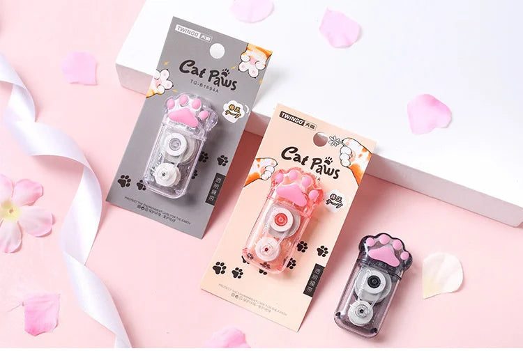 🐾 Fita Corretiva Pata de Gato Kawaii: Transparente, Fofa e Essencial para Escola e Escritório!