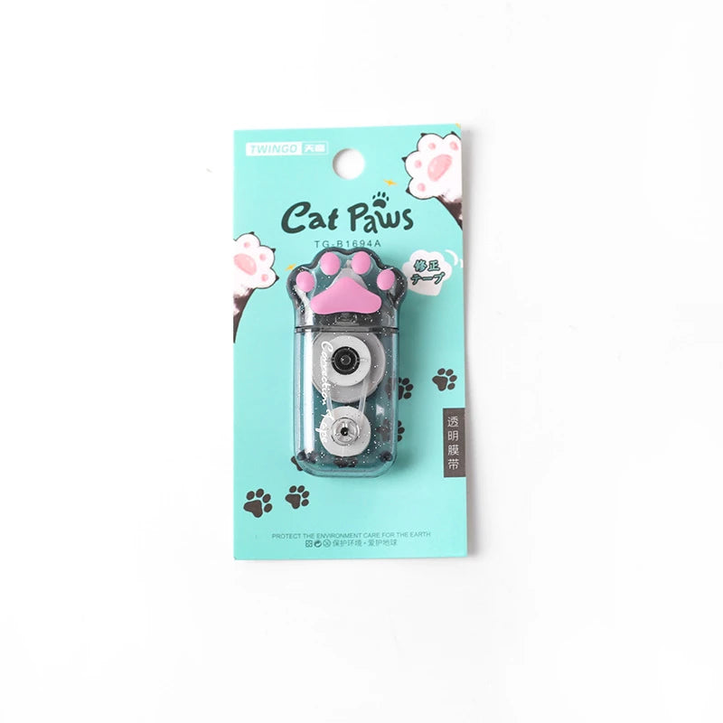 🐾 Fita Corretiva Pata de Gato Kawaii: Transparente, Fofa e Essencial para Escola e Escritório!