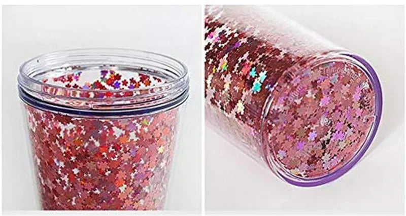 🌟 Copo Orelhas de Gato Glitter: Garrafa Estrela com Canudo – Hidratação Super Fofa!