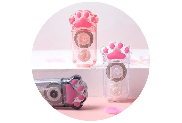 🐾 Fita Corretiva Pata de Gato Kawaii: Transparente, Fofa e Essencial para Escola e Escritório!