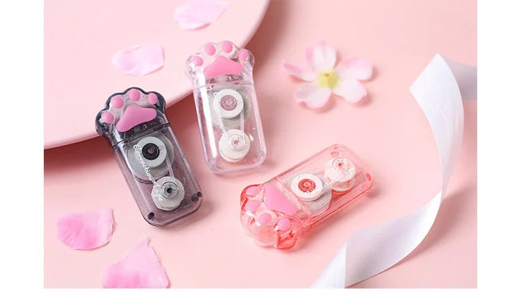 🐾 Fita Corretiva Pata de Gato Kawaii: Transparente, Fofa e Essencial para Escola e Escritório!
