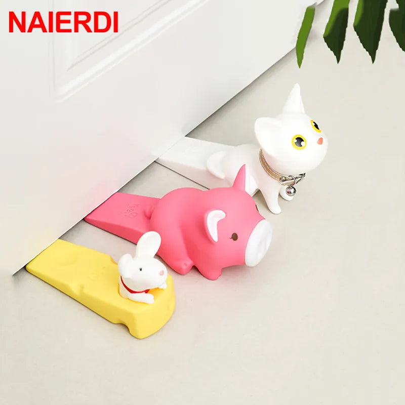🚪 Protetor de Porta Cartoon: Adesivo Sem Furo, Silicone, Segurança Fofa para Quarto Infantil!