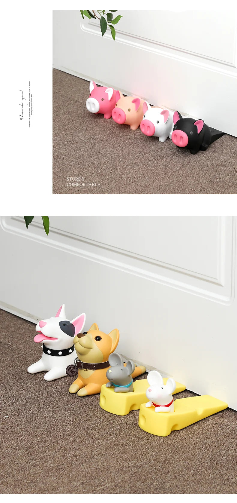 🚪 Protetor de Porta Cartoon: Adesivo Sem Furo, Silicone, Segurança Fofa para Quarto Infantil!