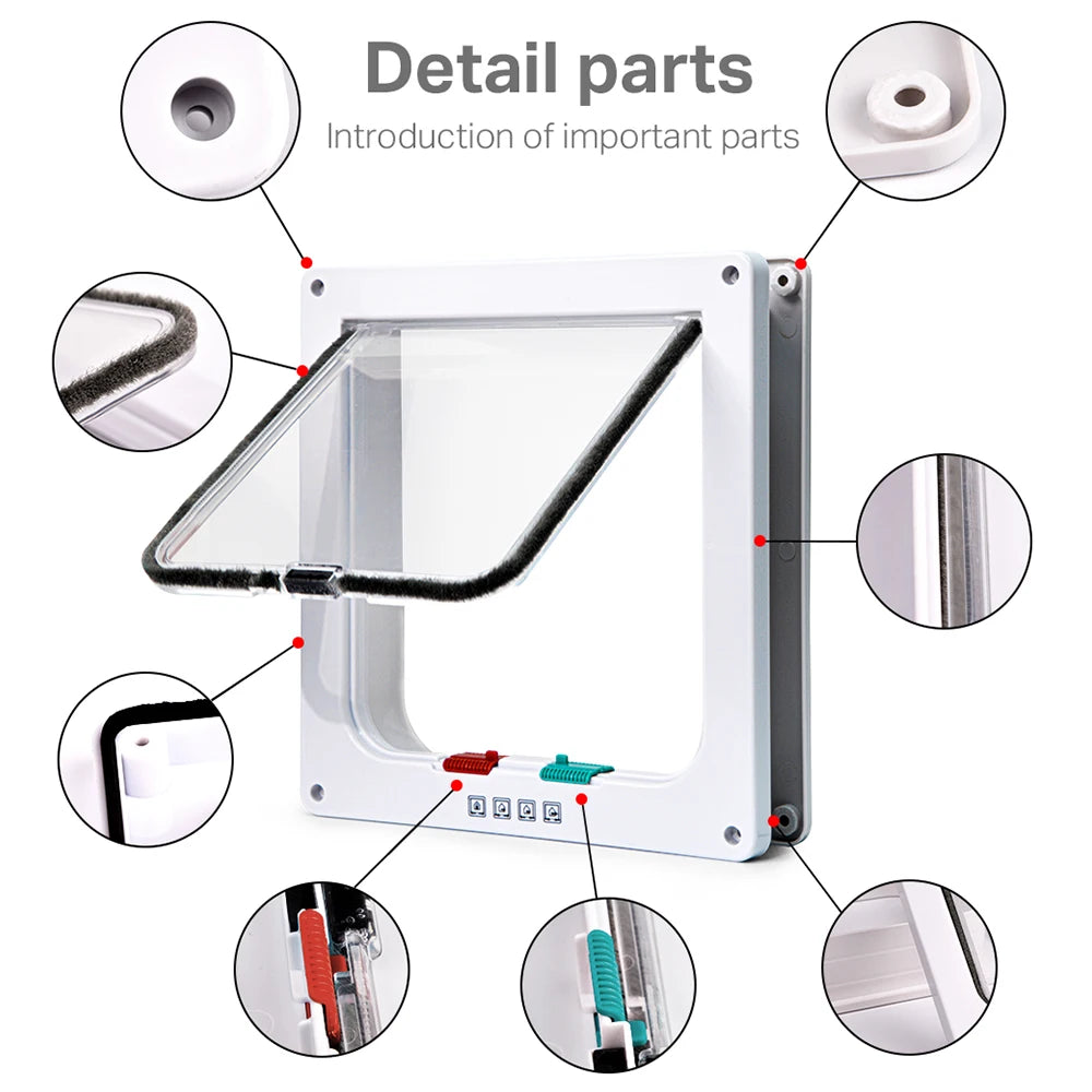 🚪 Porta Inteligente Pet 4 Vias: Controle de Acesso Total, Trava de Segurança em Plástico ABS!