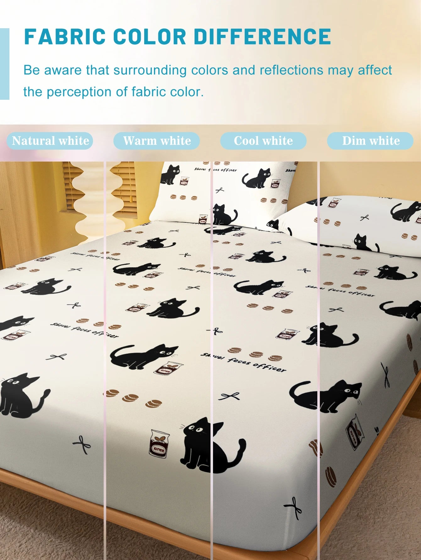 😻 Lençol de Elástico Gato Cartoon Fofo: Estampa Exclusiva com Acabamento Fosco!
