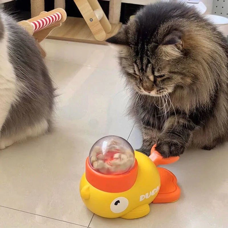 🦆 Patinho Amarelo Smart: Dispensador de Ração, Brinquedo de Inteligência e Auto-Entretenimento para Cães e Gatos!