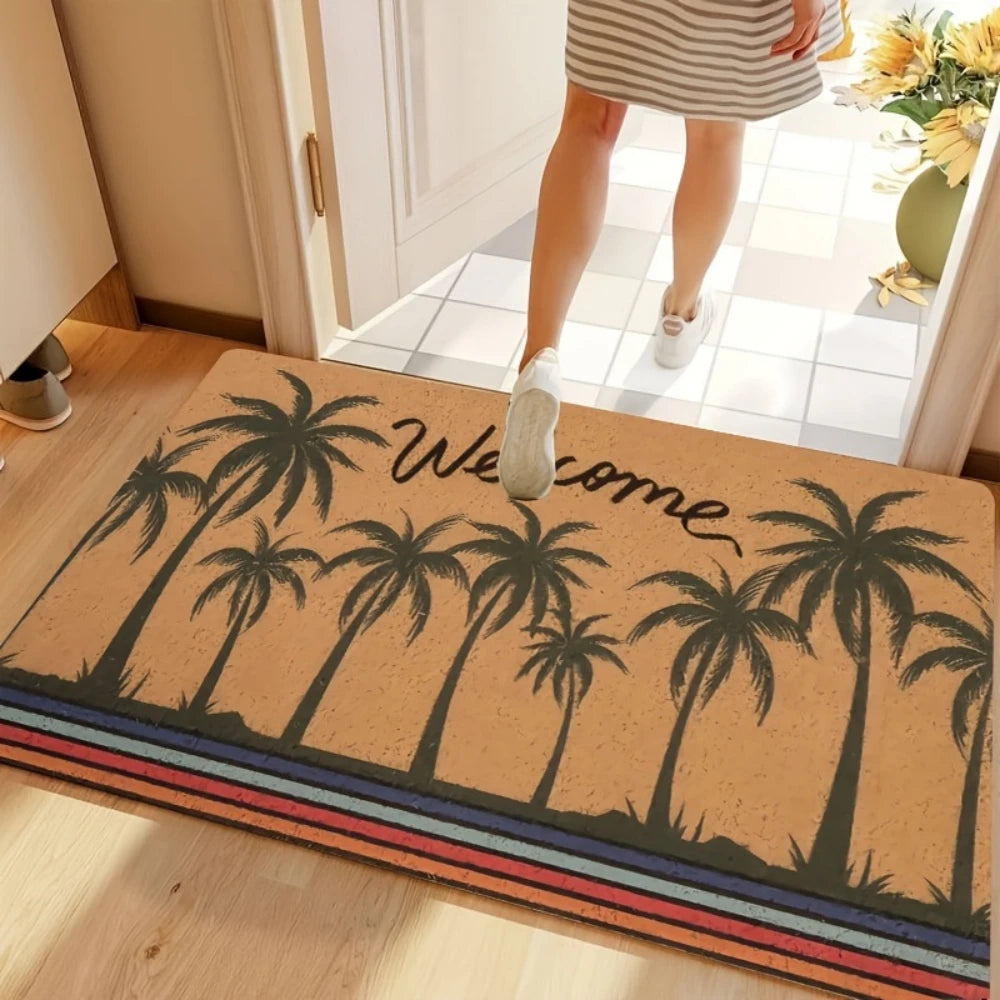 👋 Tapetes "WELCOME" com Tema de Gato: Antiderrapante e Versátil para Qualquer Porta!