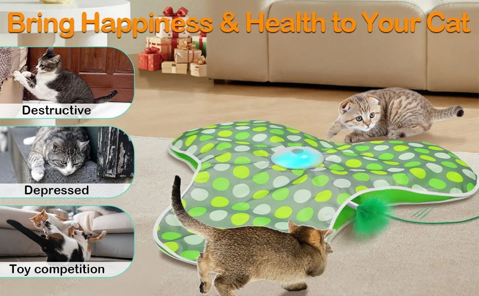 🐱 Brinquedo Smart Esconde-Esconde: Penas Ocultas, Som de Rato e Ativação por Movimento para Gatos!