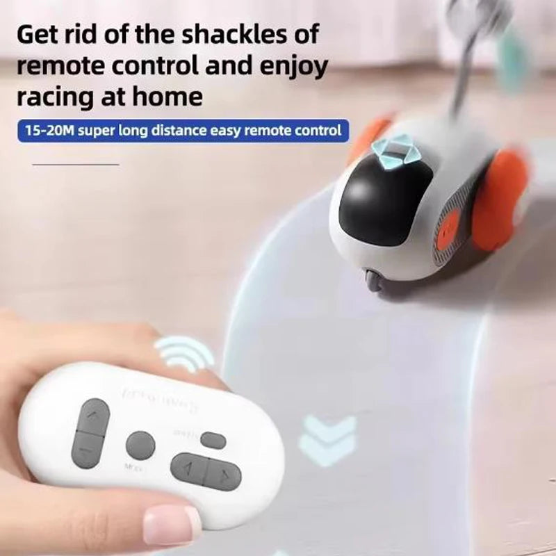 🏎️ Carro Esportivo Smart RC: Controle Remoto, Penas e Ratos para Gatos – Caçada em Alta Velocidade!