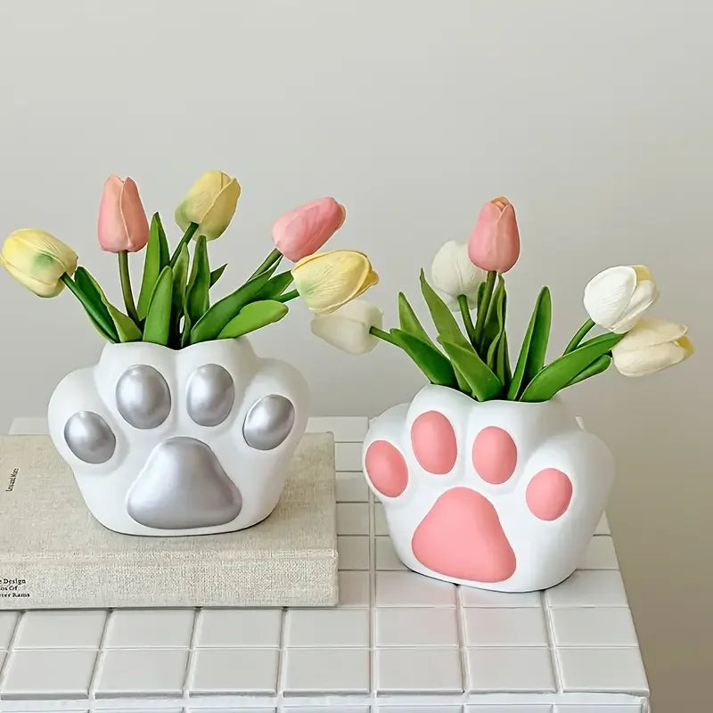 🐾 Vaso Pata de Gato Criativo: Decoração de Mesa, Rack de TV e Jantar – A Fofura que Faltava!