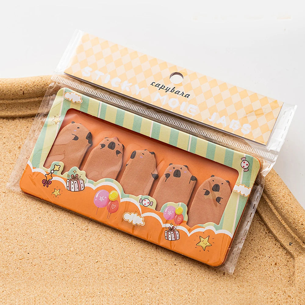 🐼 Bloco de Notas Adesivas Cartoon: 150 Folhas com Capivara, Panda e Gato – Papelaria Criativa!