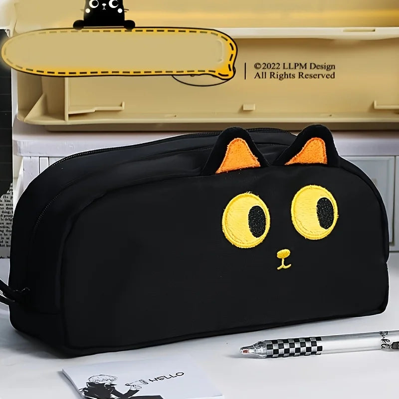 🖤 Estojo 3D Gato Preto Fofo: Grande Capacidade, Design de Pata para Amantes de Gatos!