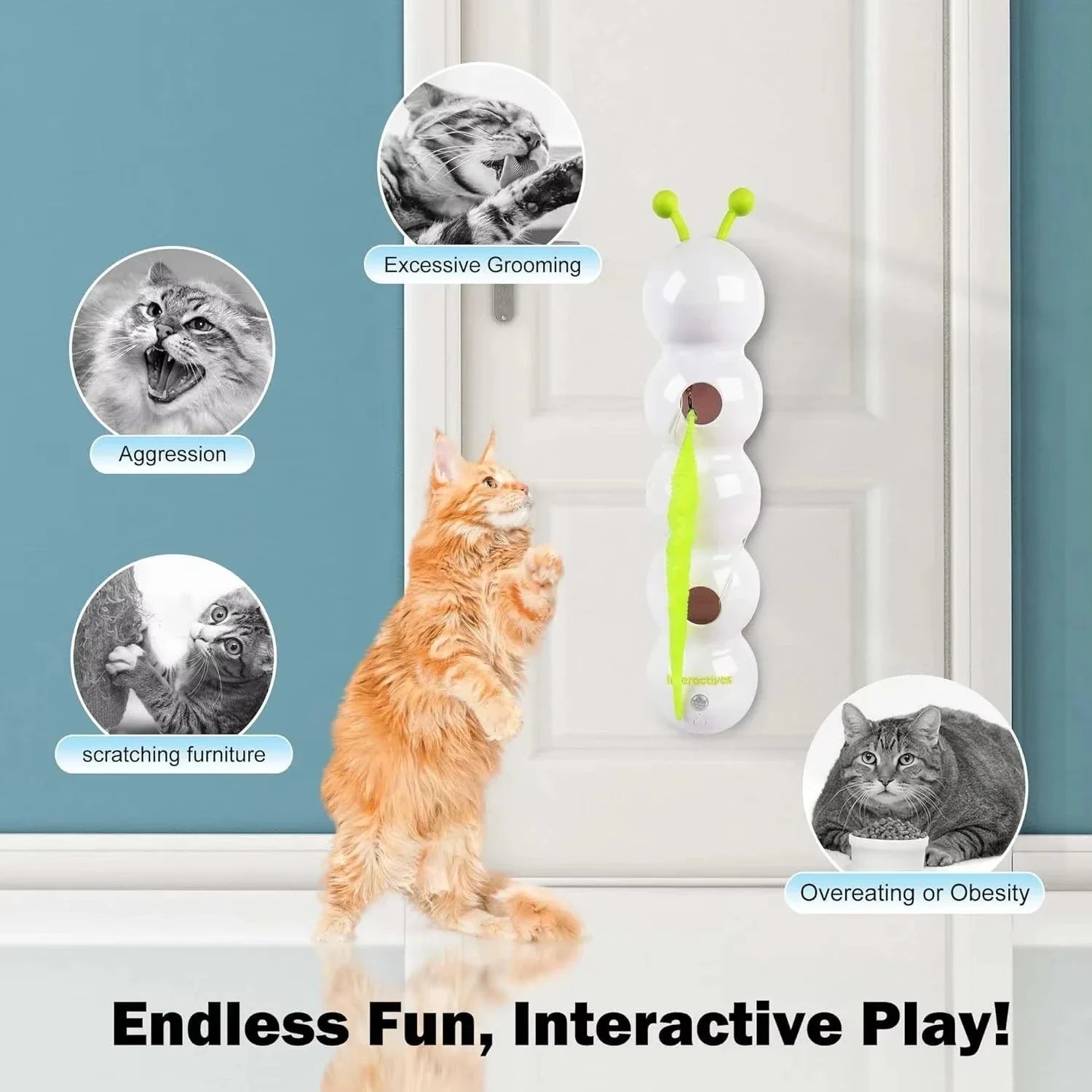 🕹️ Varinha Smart Pro Interativa: Cauda Trocável e Balanço Automático para Lares com Múltiplos Gatos!
