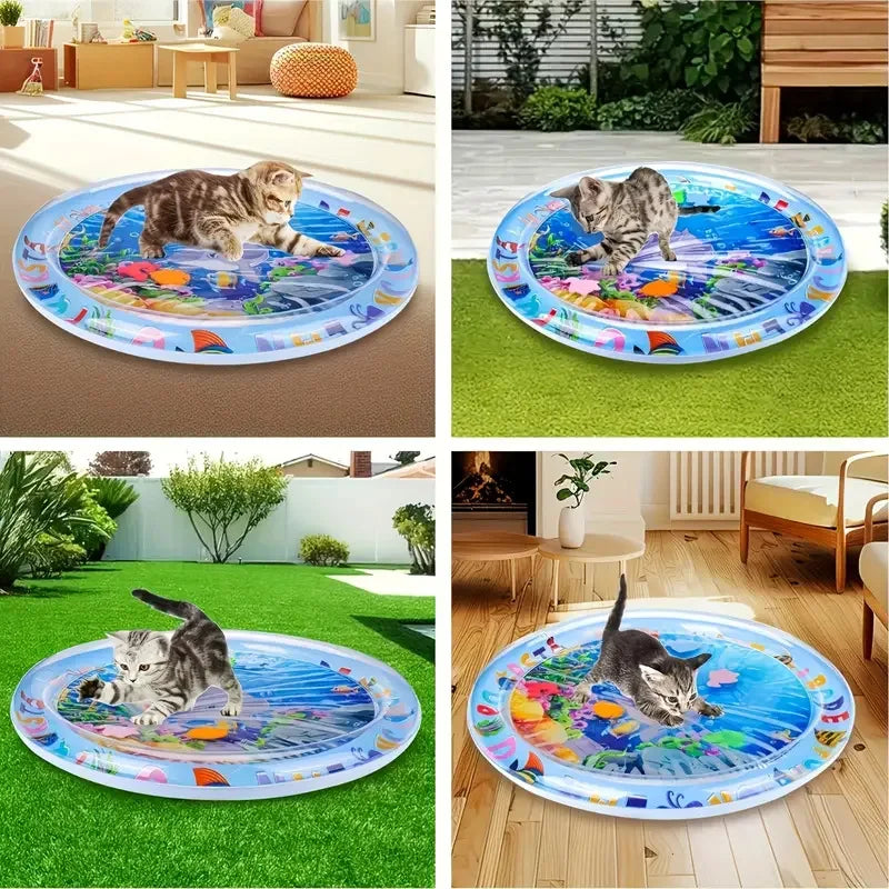 💧 Tapete Interativo de Água para Gatos: Splash Pad Interno, Refrescância e Alívio do Tédio no Verão!
