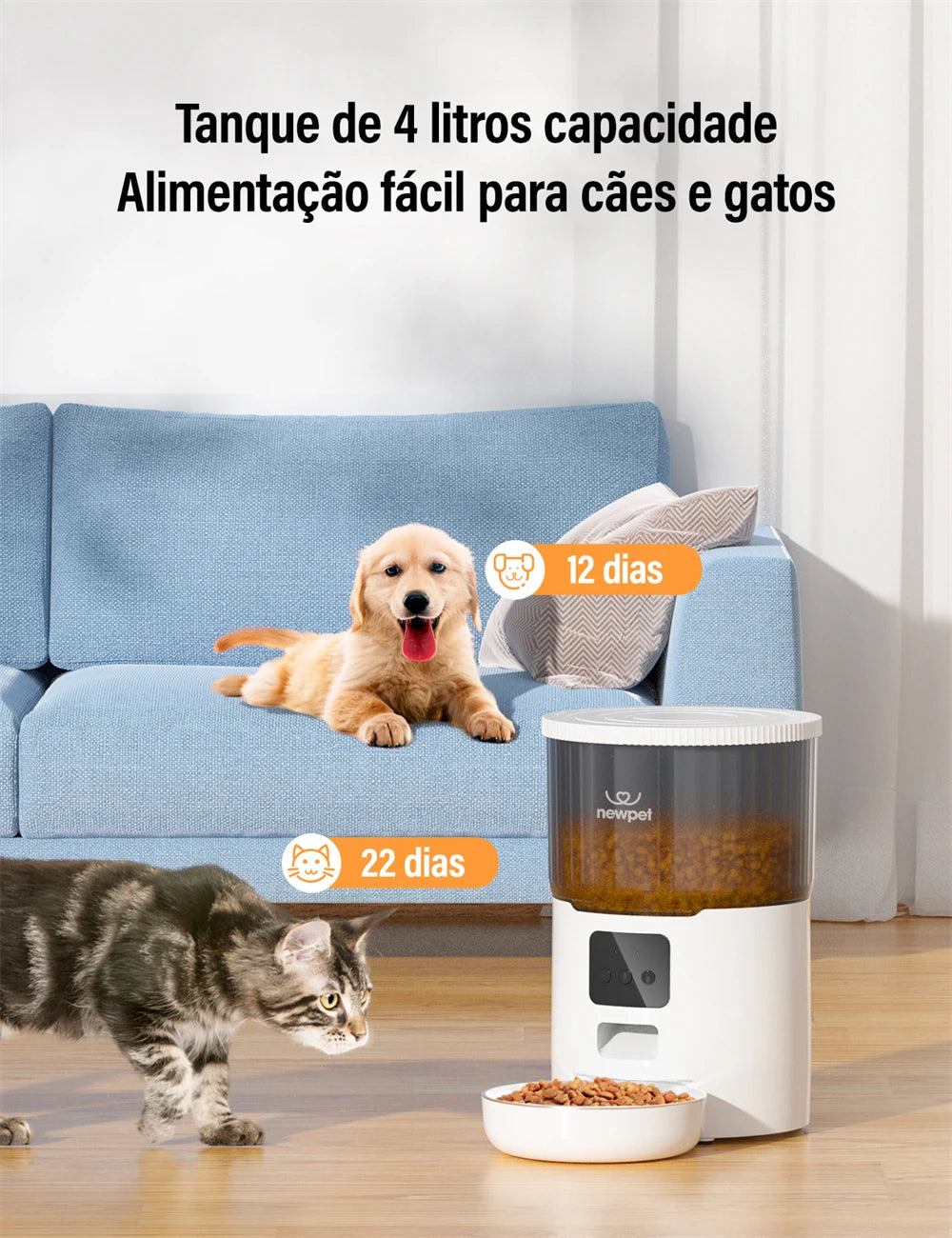 📱 Alimentador Automático Smart WiFi 4L: Gravador de Voz e Alimentação Lenta para Cães e Gatos!