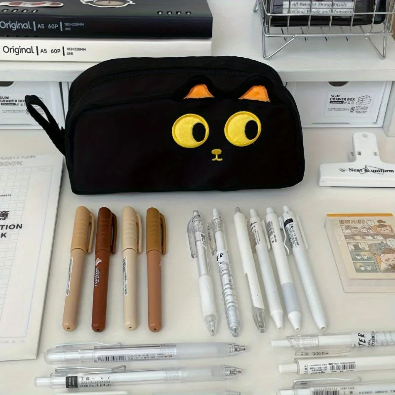 🖤 Estojo 3D Gato Preto Fofo: Grande Capacidade, Design de Pata para Amantes de Gatos!