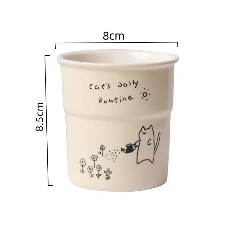 ☕ Caneca Gatinho 225ml: Ilustração Minimalista para o Seu Café e Chá da Tarde!