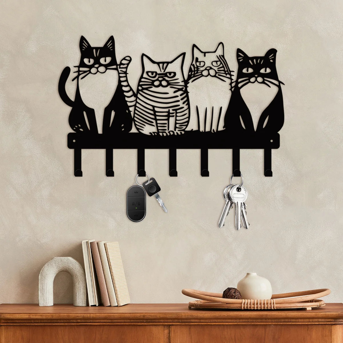 🗝️ Gancho de Parede Gato Charmoso: Metal Resistente para Chaves, Casacos e Toalhas – Organização Felina!