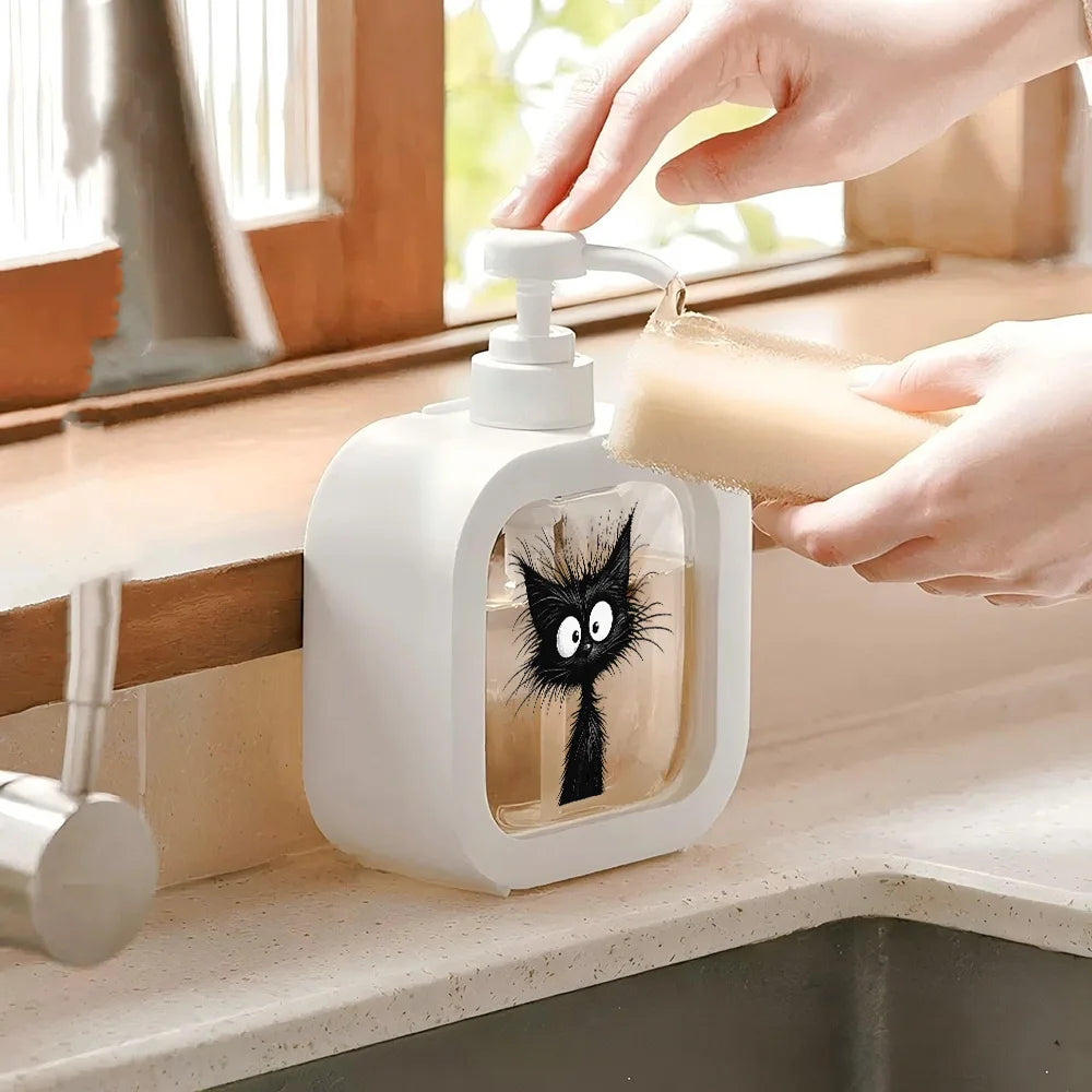 🖤 Dispensador de Sabonete Gato P&B: Rosto Felino para Pia da Cozinha – Charme e Funcionalidade!