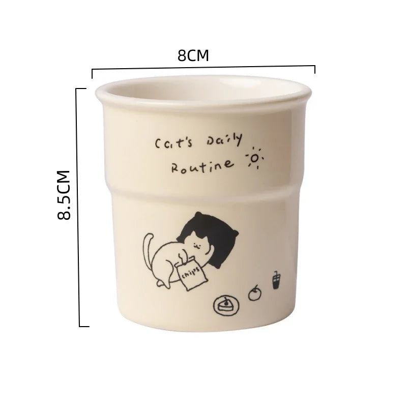 ☕ Caneca Gatinho 225ml: Ilustração Minimalista para o Seu Café e Chá da Tarde!