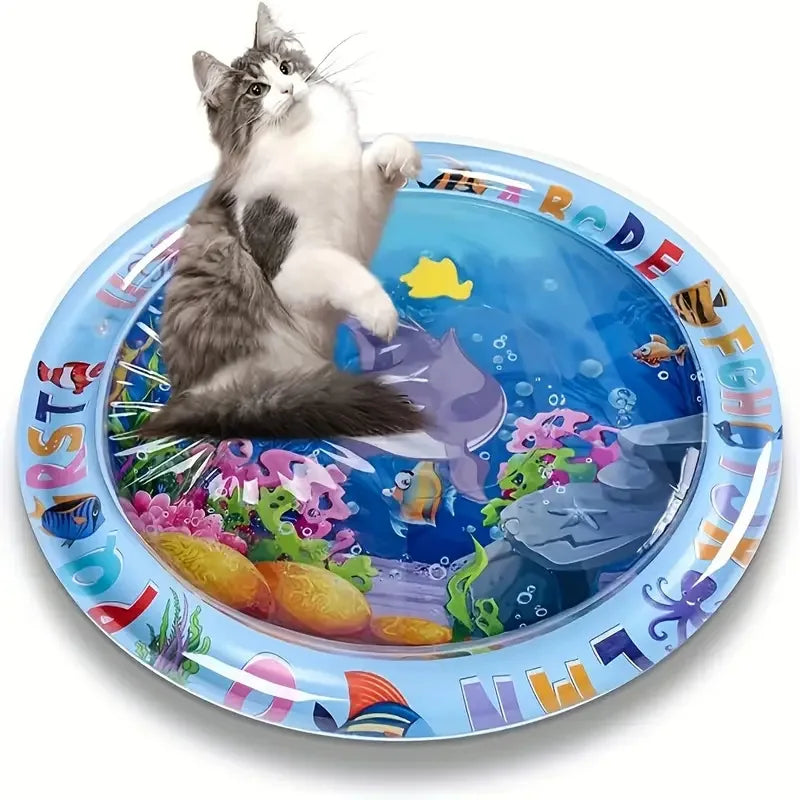 💧 Tapete Interativo de Água para Gatos: Splash Pad Interno, Refrescância e Alívio do Tédio no Verão!