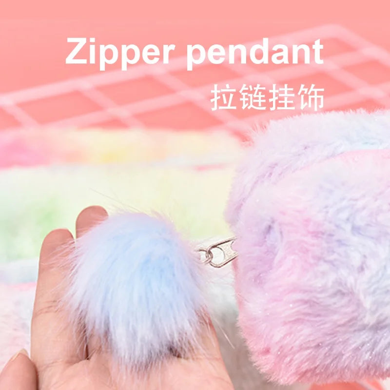 💖 Estojo de Pelúcia Kawaii Grande Capacidade: Bolsa Fofa para Lápis e Material Escolar!