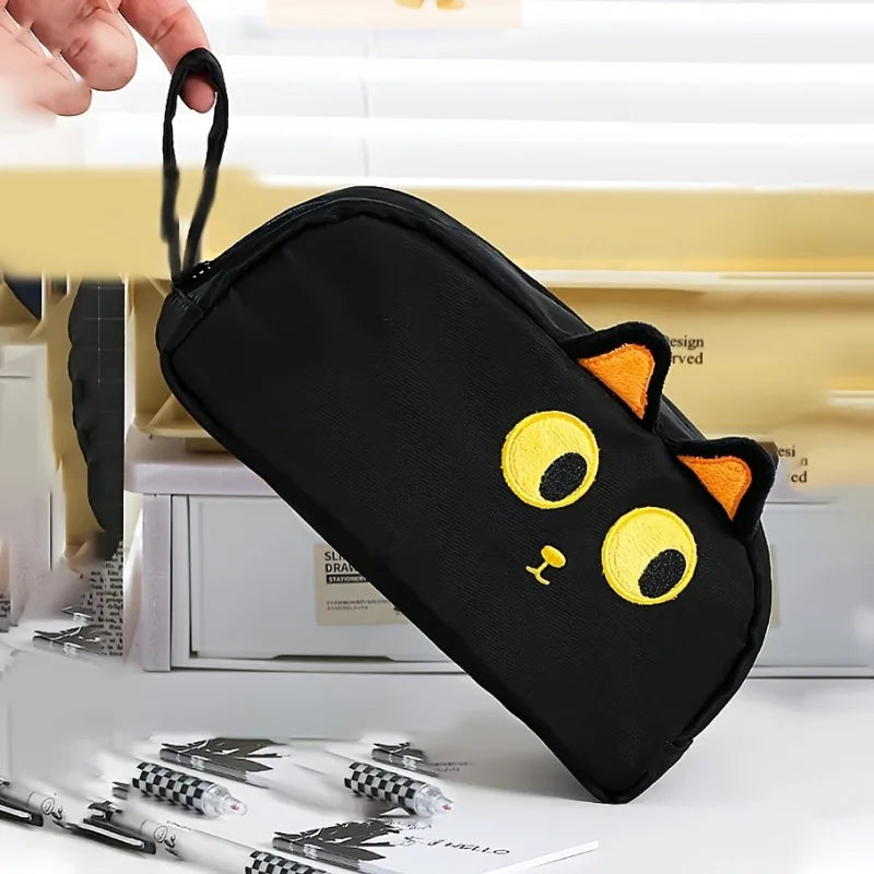 🖤 Estojo 3D Gato Preto Fofo: Grande Capacidade, Design de Pata para Amantes de Gatos!
