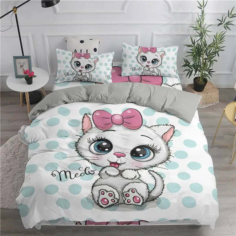 🛌 Conjunto de Cama 3D Gatos Fofos: Aconchego, Arte e a Companhia do Seu Pet na Decoração!