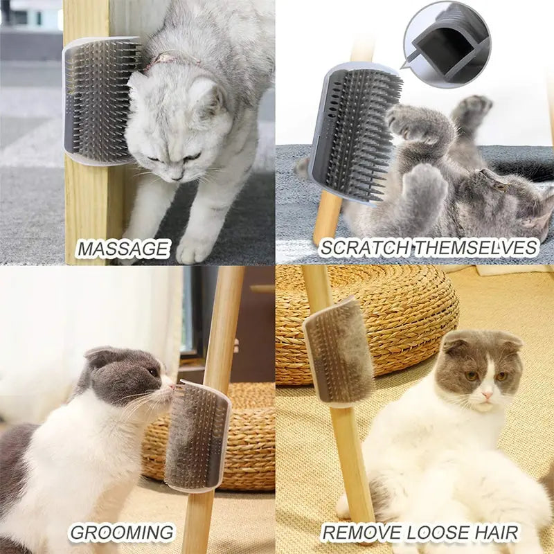 😻 Escova de Canto Autocuidado: Removedor de Pelos e Massageador para Gatos – O Segredo da Limpeza Felina!