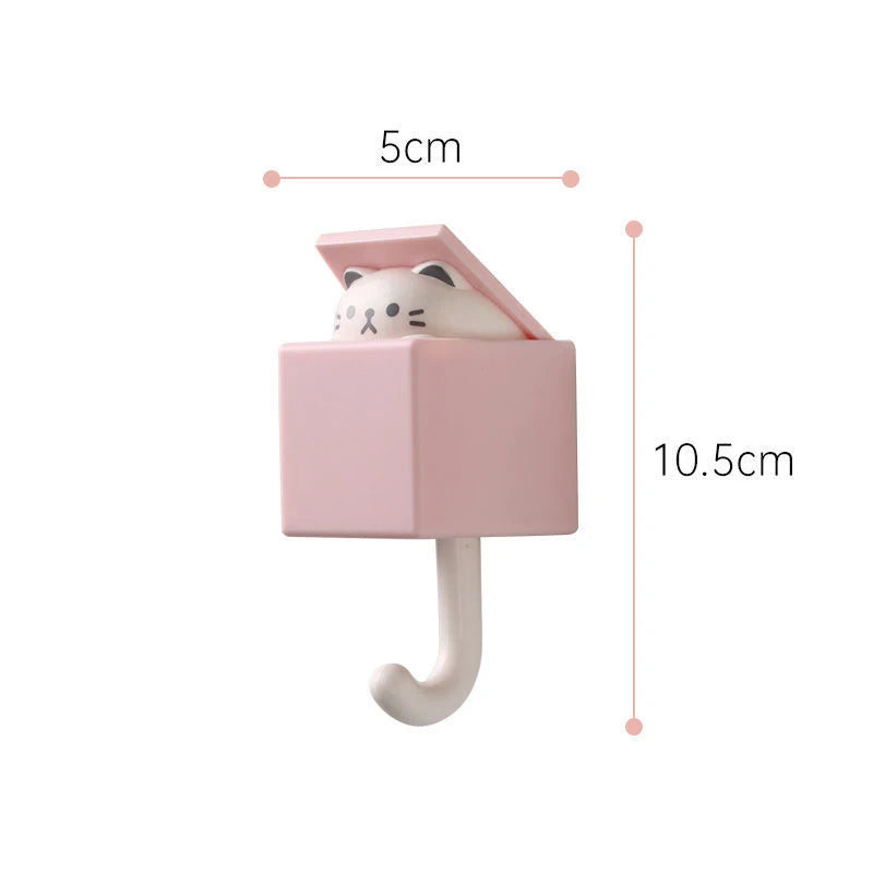 😻 Ganchos Adesivos Gato Cartoon: Decoração Divertida e Organização Fácil para Paredes e Portas!