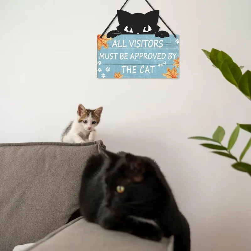 😂 Placa Rústica "Gatos Bem-Vindos, Pessoas Toleradas" – Humor Felino para Casa e Escritório!