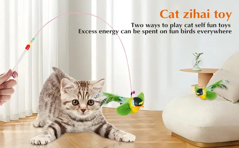 🐦 Pássaro Interativo de Pendurar: Brinquedo com Som e Catnip para Gatos – Caça e Auto-Entretenimento!
