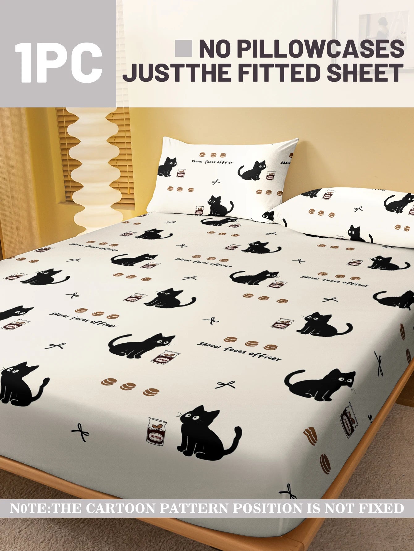 😻 Lençol de Elástico Gato Cartoon Fofo: Estampa Exclusiva com Acabamento Fosco!