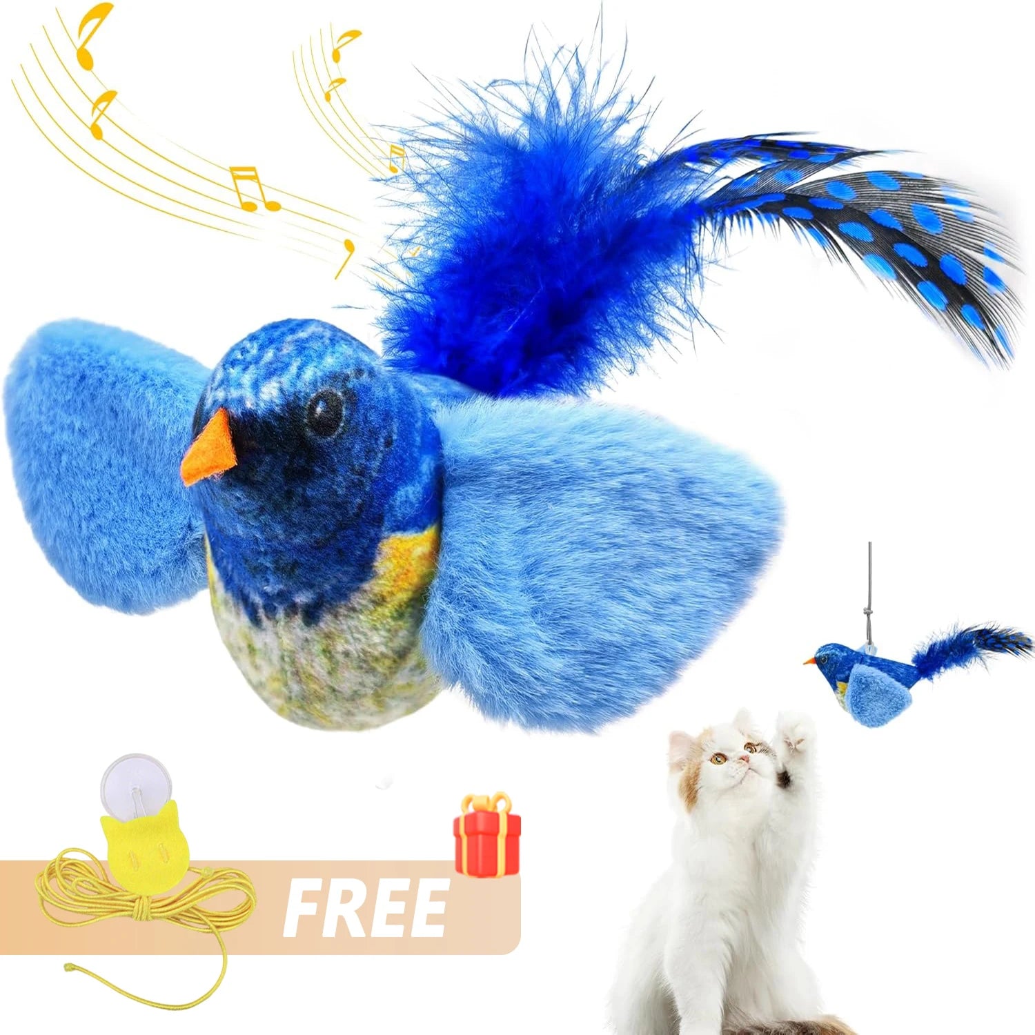 🐦 Pássaro Interativo de Pendurar: Brinquedo com Som e Catnip para Gatos – Caça e Auto-Entretenimento!