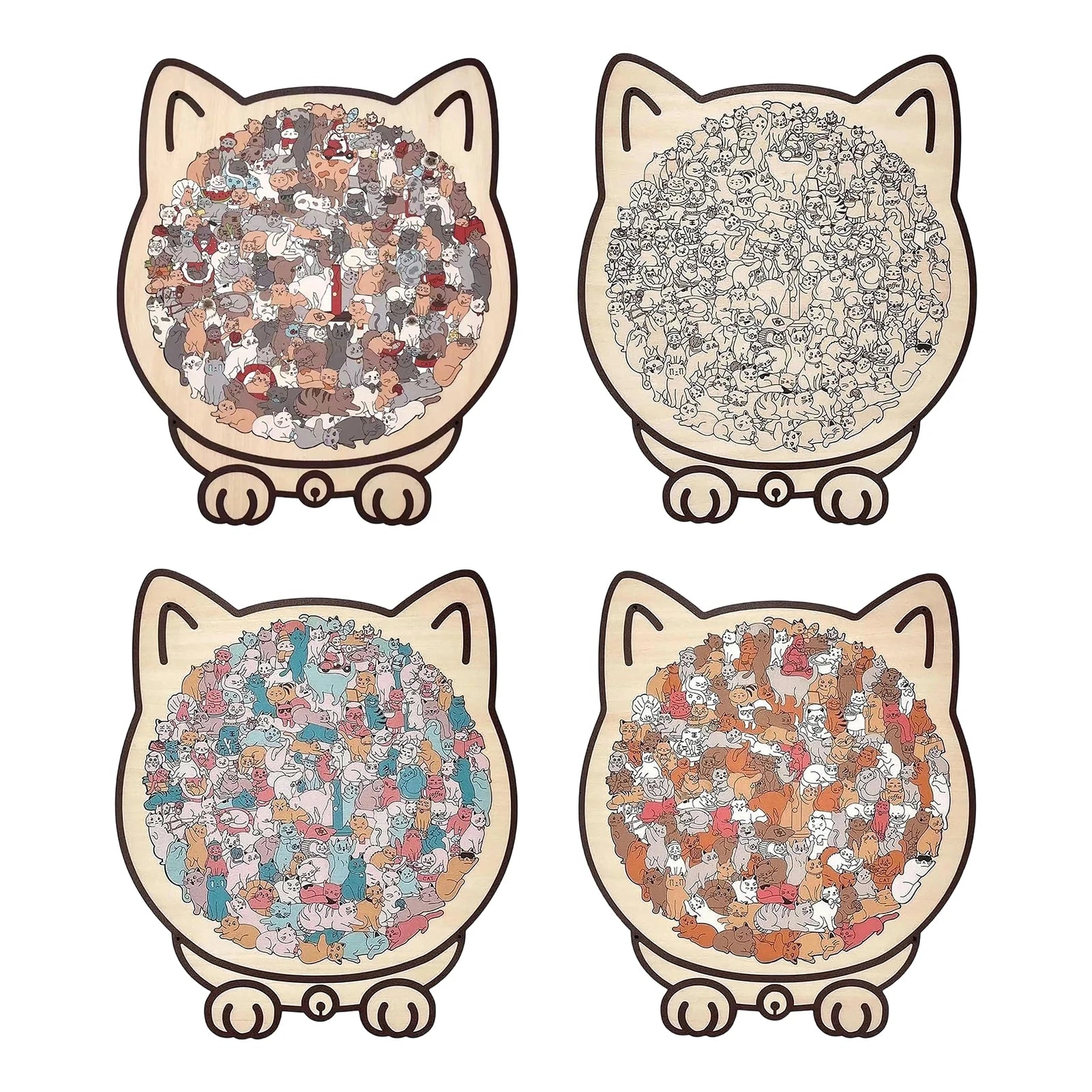 🧩 Quebra-Cabeça de Madeira 135 Peças: Design de Gato Irregular – Presente Único para Cat Lovers!
