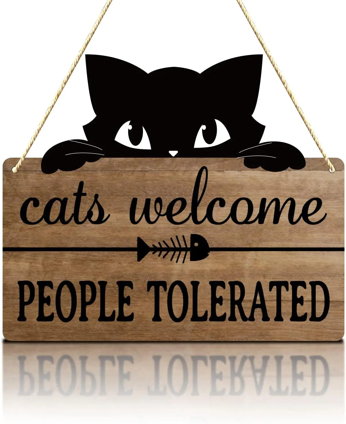 😂 Placa Rústica "Gatos Bem-Vindos, Pessoas Toleradas" – Humor Felino para Casa e Escritório!