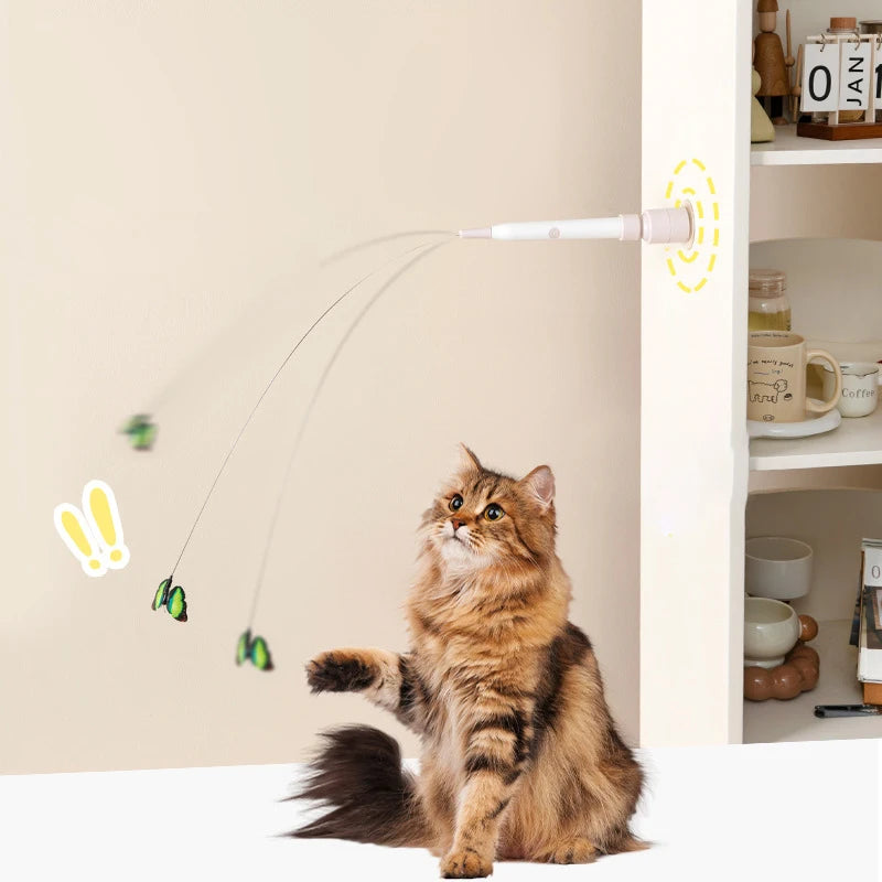 🎣 Brinquedo Interativo Gato 360°: Varinha com Padrões Trocáveis – Alivia Tédio e Estimula a Caça!