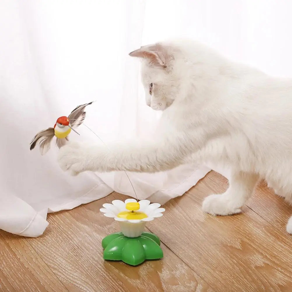 🦋 Borboleta Elétrica Giratória 360°: Brinquedo Automático para Gatos – Treinamento e Caça!