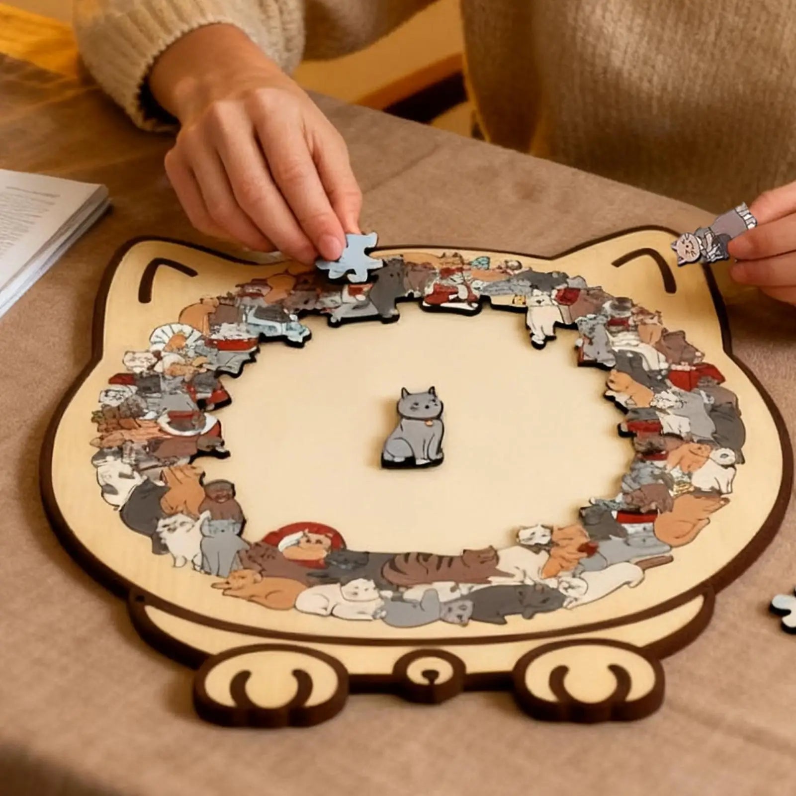 🧩 Quebra-Cabeça de Madeira 135 Peças: Design de Gato Irregular – Presente Único para Cat Lovers!