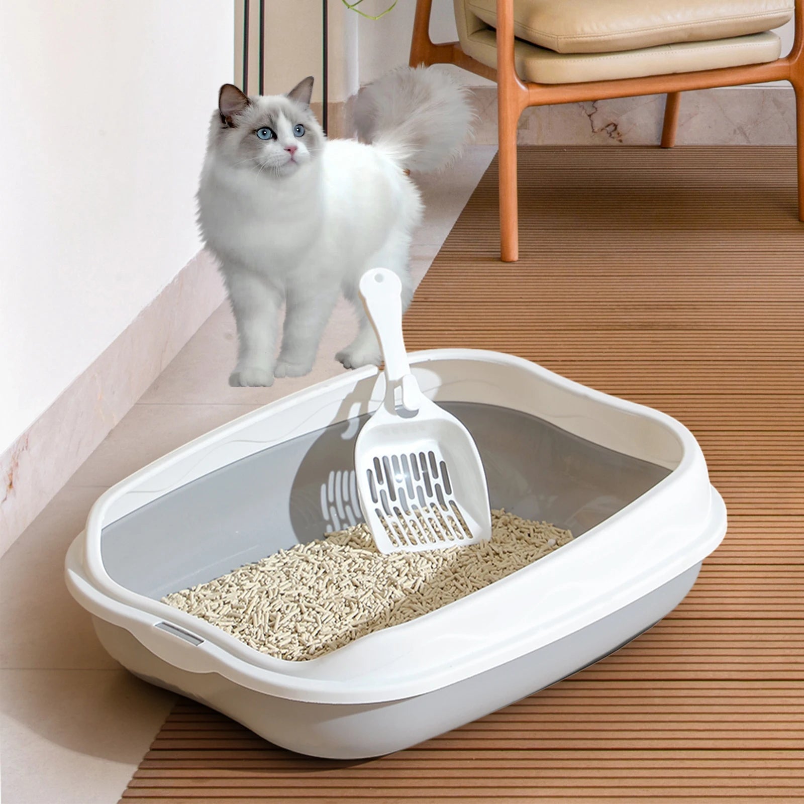 🚽 Caixa de Areia Semi-Fechado Grande: À Prova de Respingos e Ideal para Gatos Maiores!