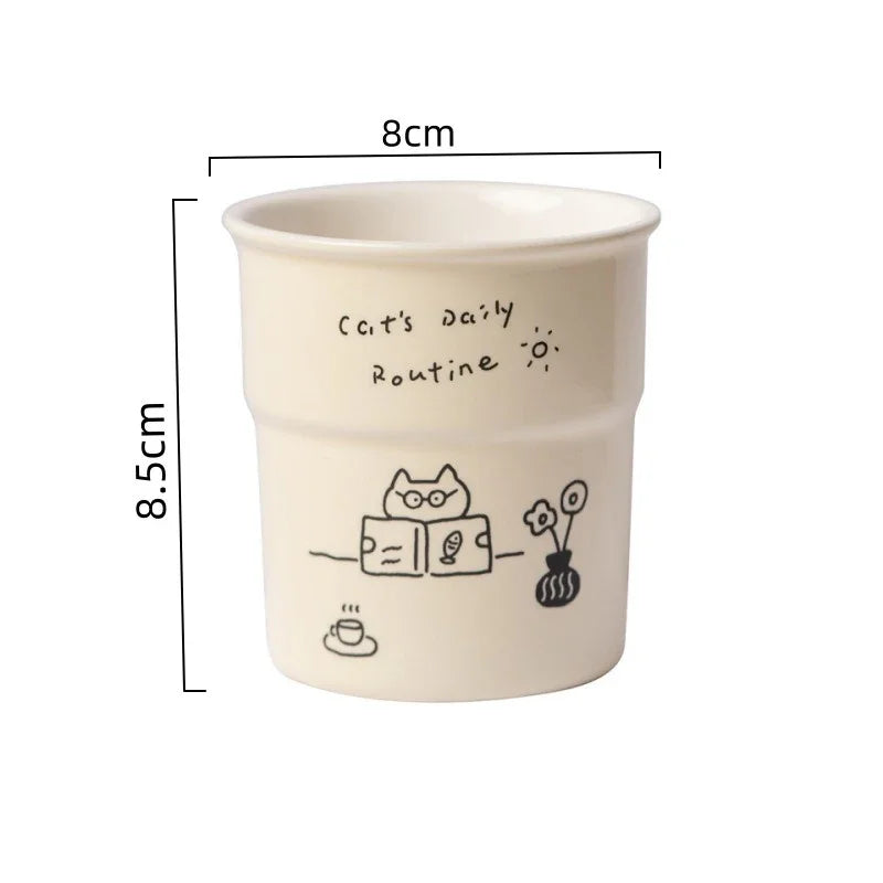 ☕ Caneca Gatinho 225ml: Ilustração Minimalista para o Seu Café e Chá da Tarde!