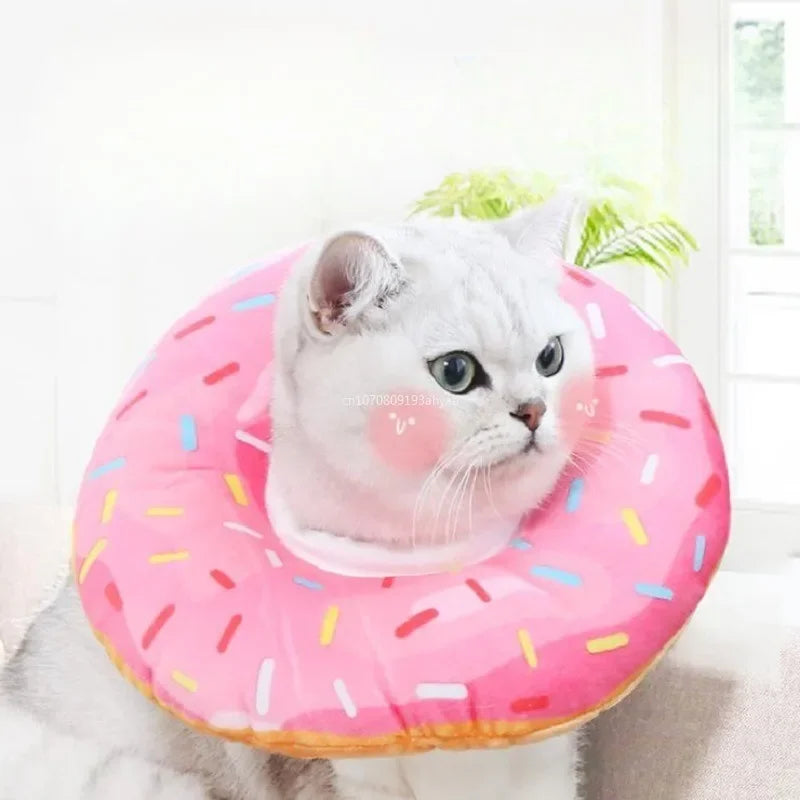 🍩 Colar Elizabetano Rosquinha (Donut): Macio, Confortável e Anti-Lambida para Gatos!