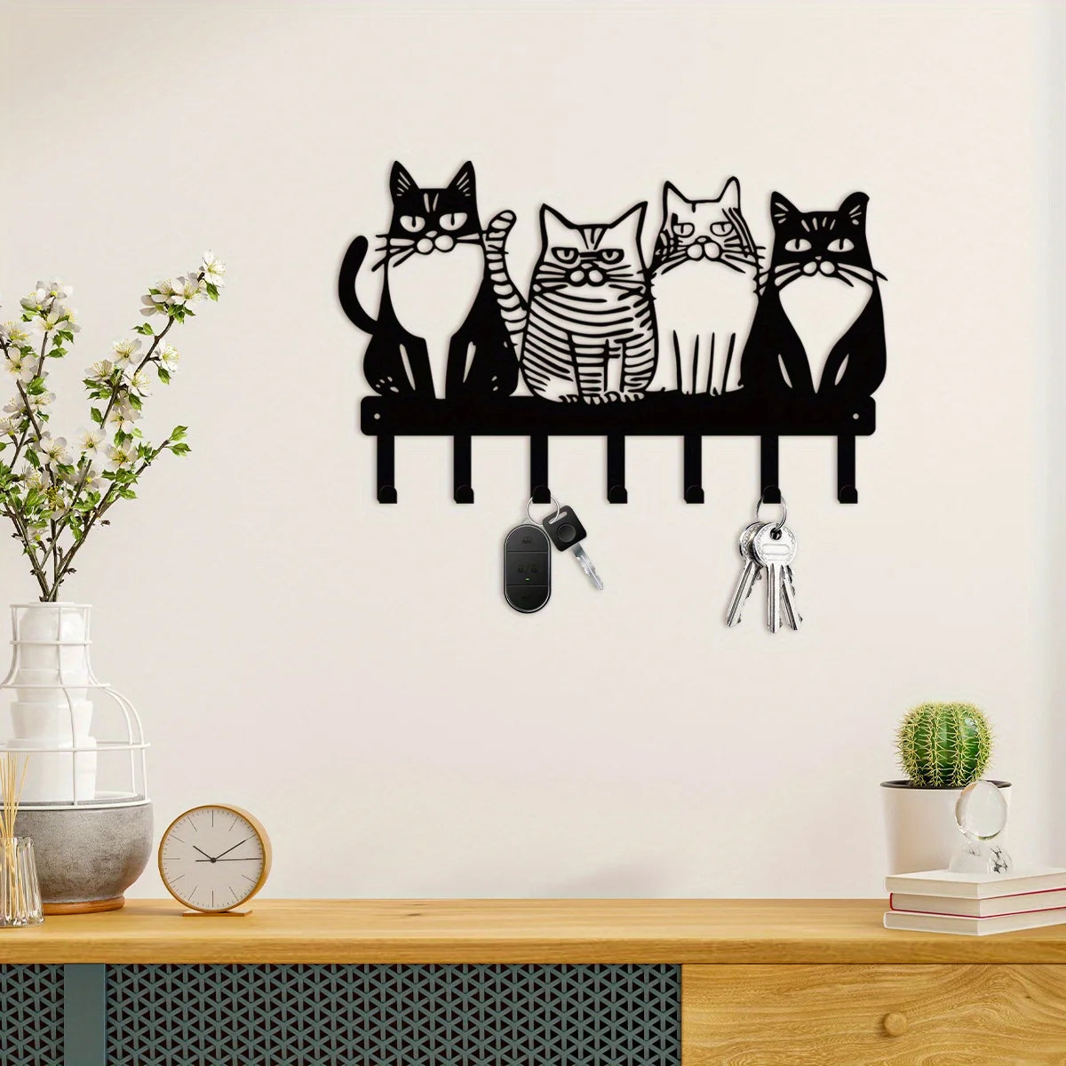 🗝️ Gancho de Parede Gato Charmoso: Metal Resistente para Chaves, Casacos e Toalhas – Organização Felina!
